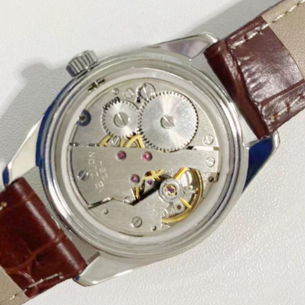 Shanghai Men's Manual Wind Watch Steel Bracelet Large Numeral Dial NOS