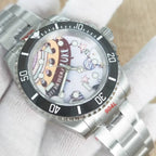 Men's 40mm Mechanical Watch NH35 Sapphire Cartoon Space Dial Canvas Strap